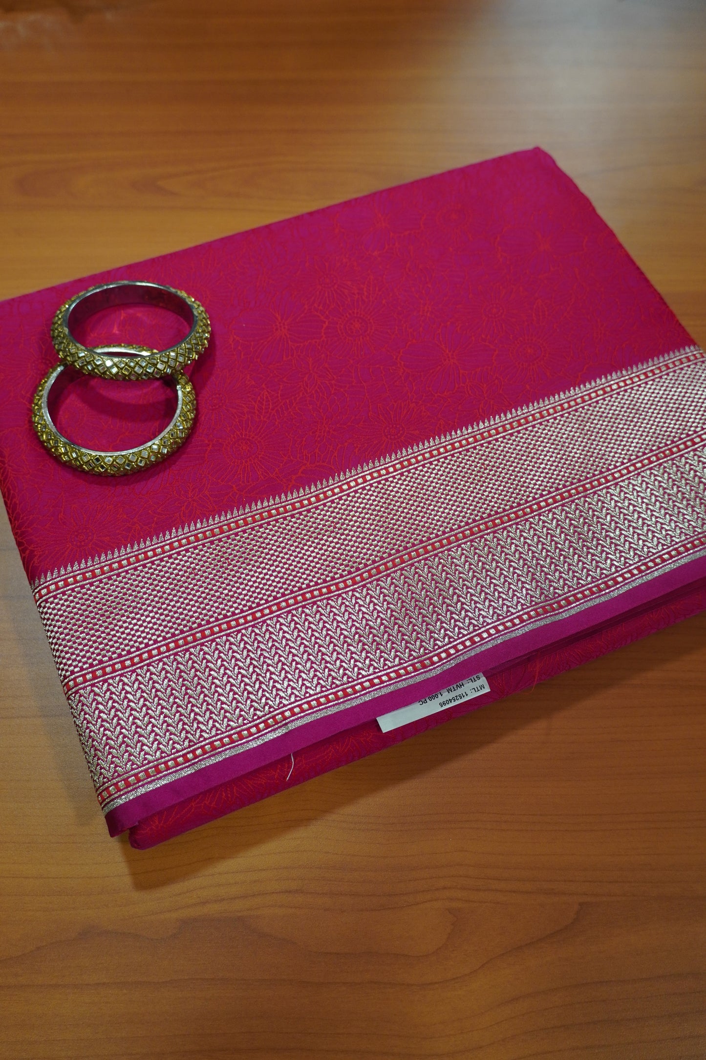 Banarasi Crepe Saree - Heavy Floral Pink
