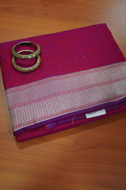 Banarasi Crepe Saree - Heavy Floral Light Purple