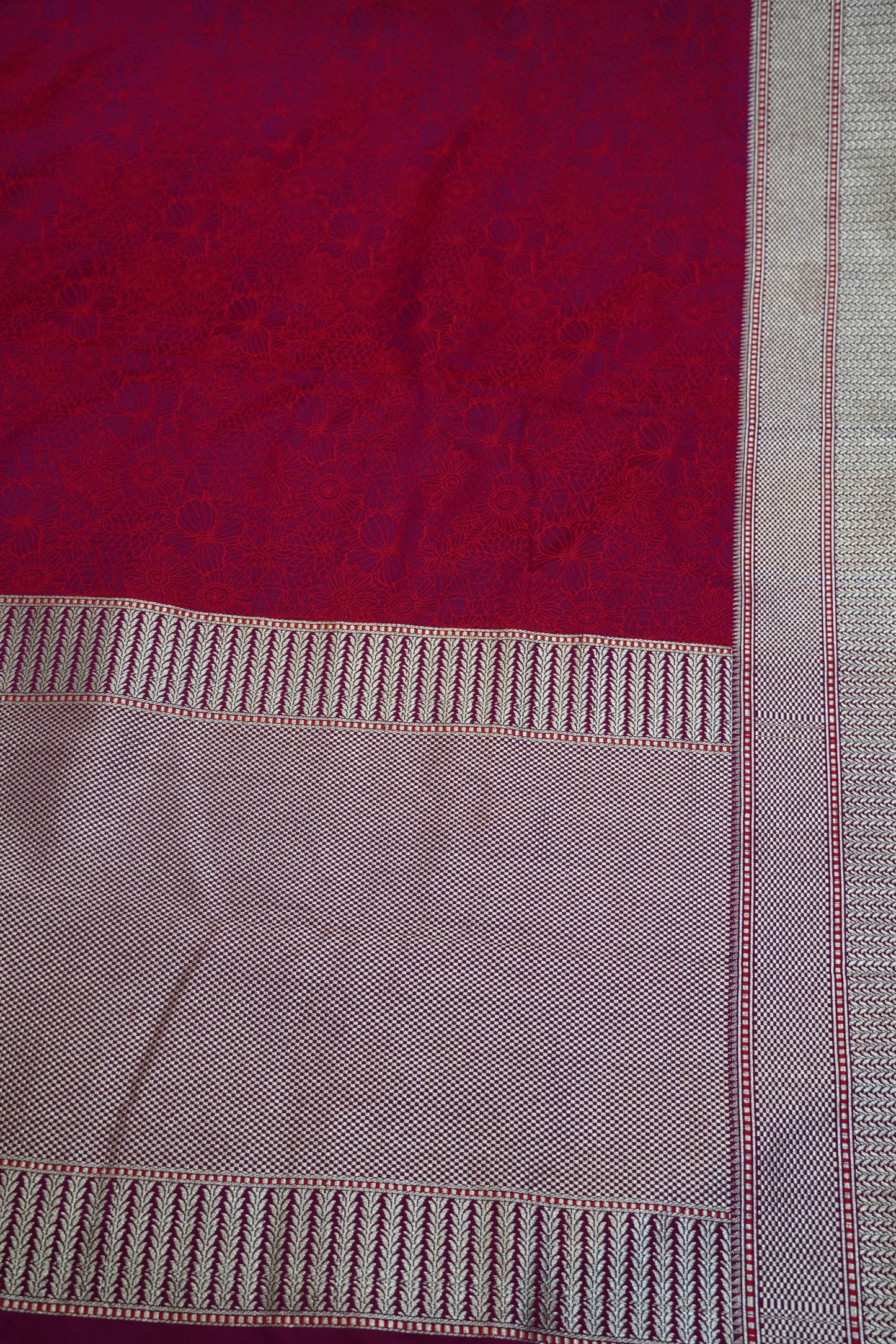 Banarasi Crepe Saree - Heavy Floral Light Purple