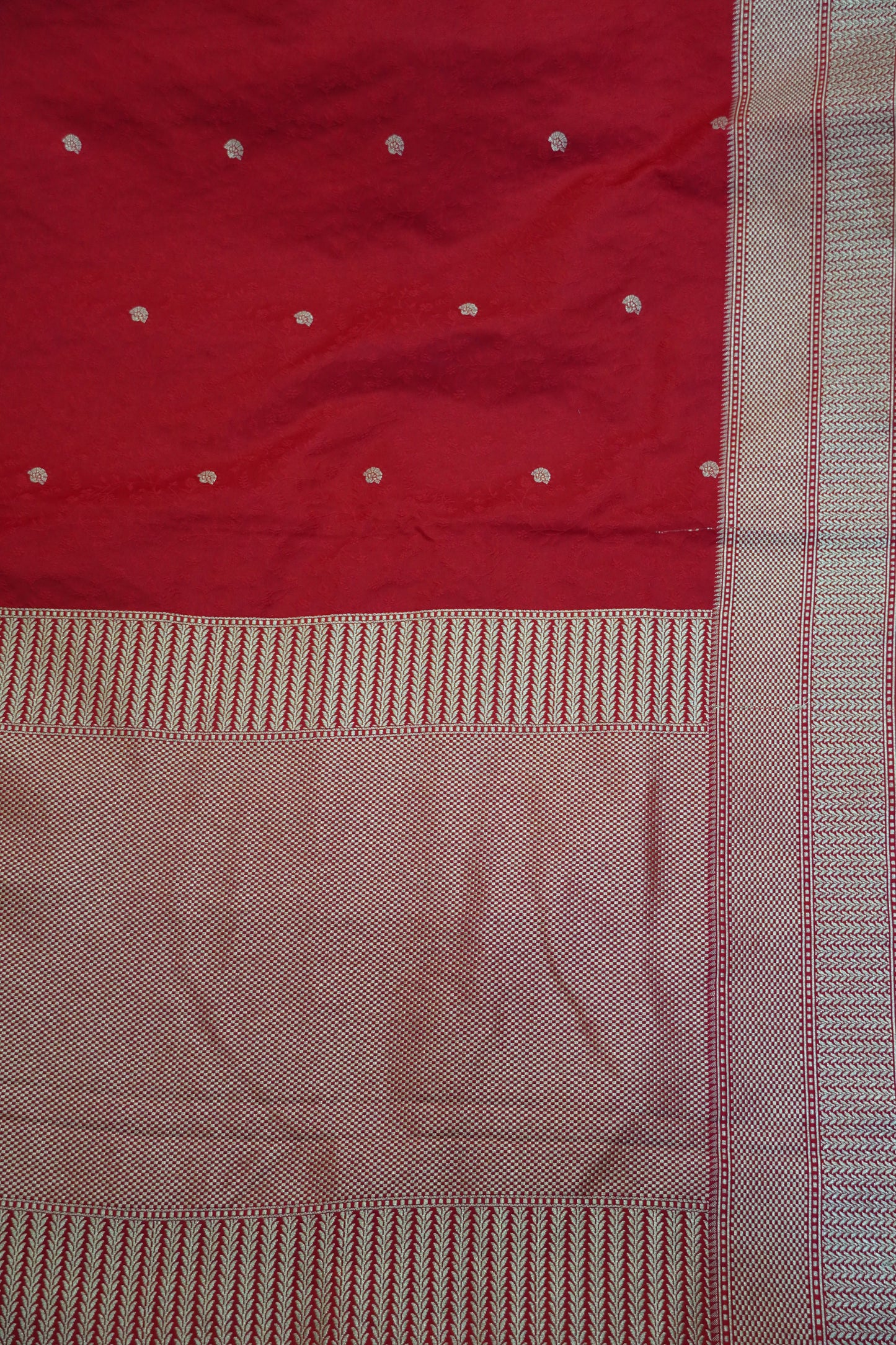 Banarasi Crepe Saree - Heavy Floral Red