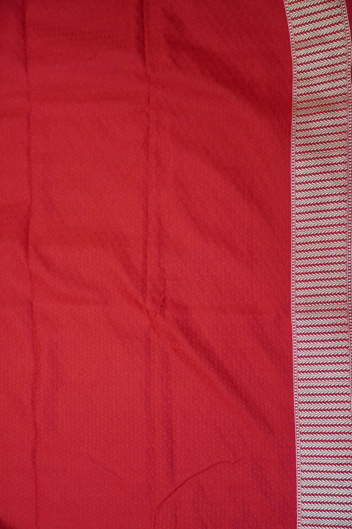 Banarasi Crepe Saree - Heavy Floral Red
