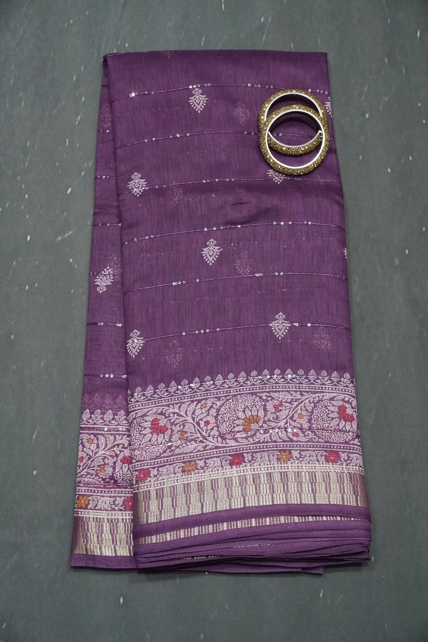 Semi Chanderi Saree - Purple