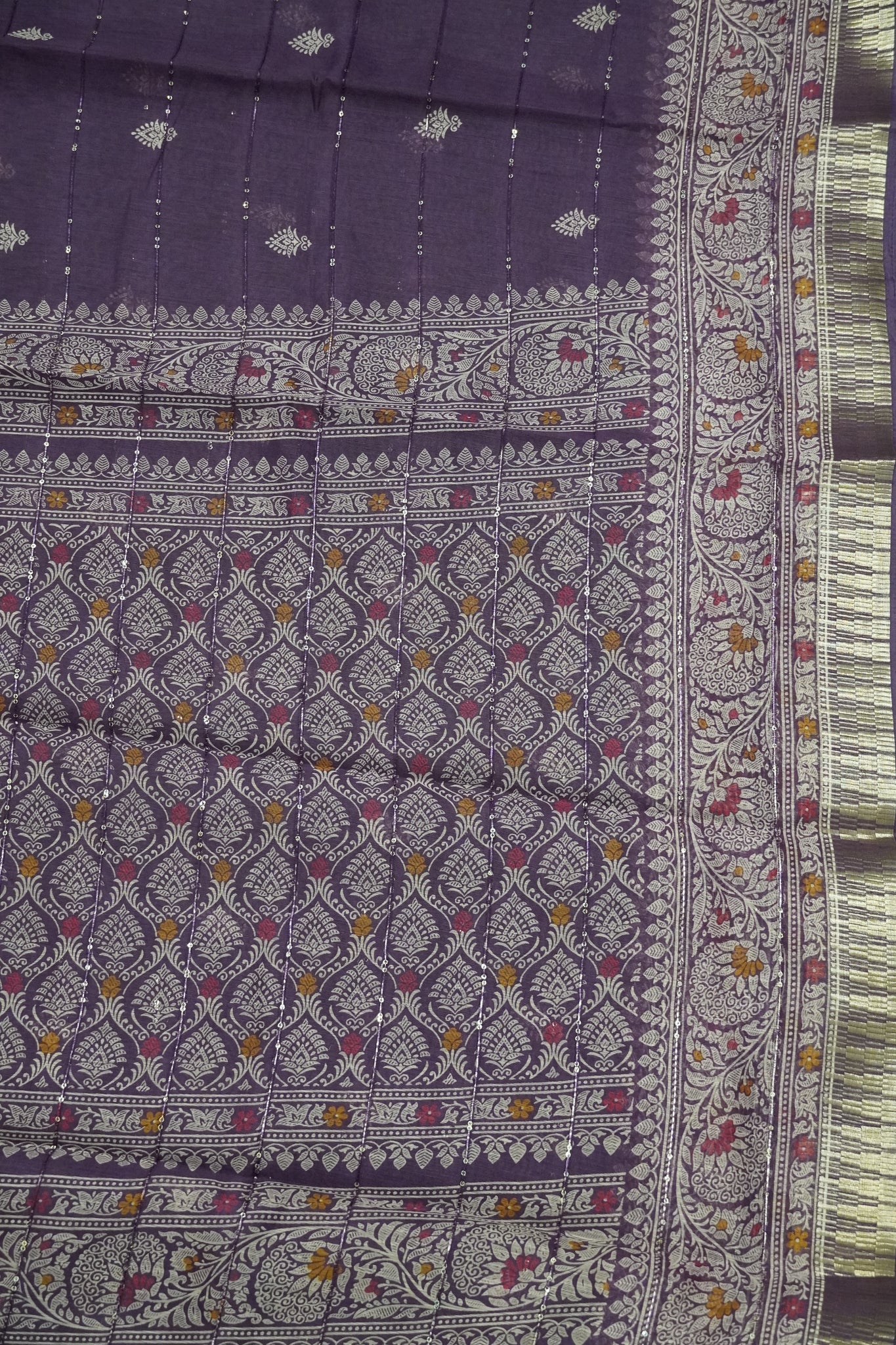 Semi Chanderi Saree - Purple