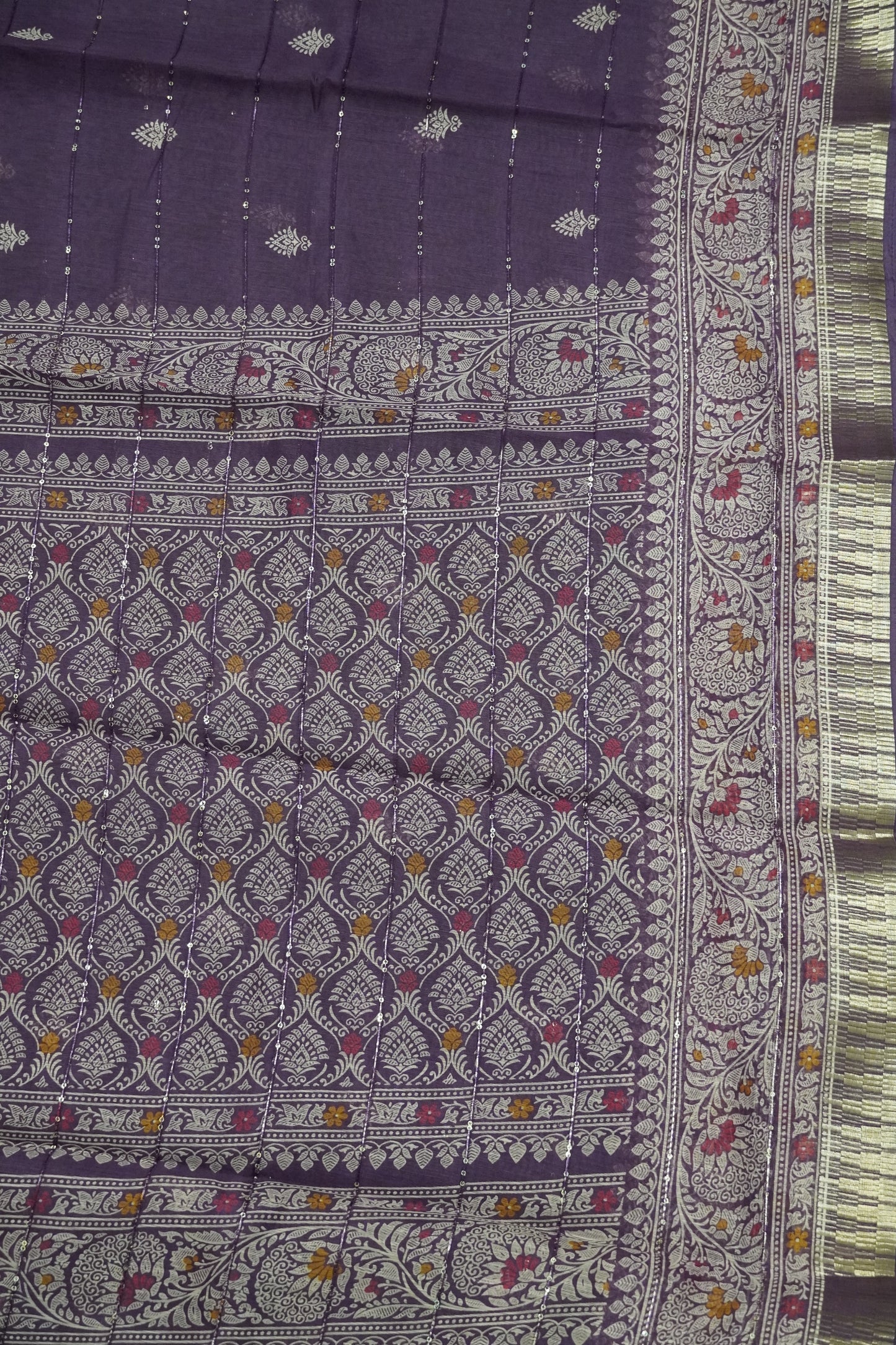 Semi Chanderi Saree - Purple
