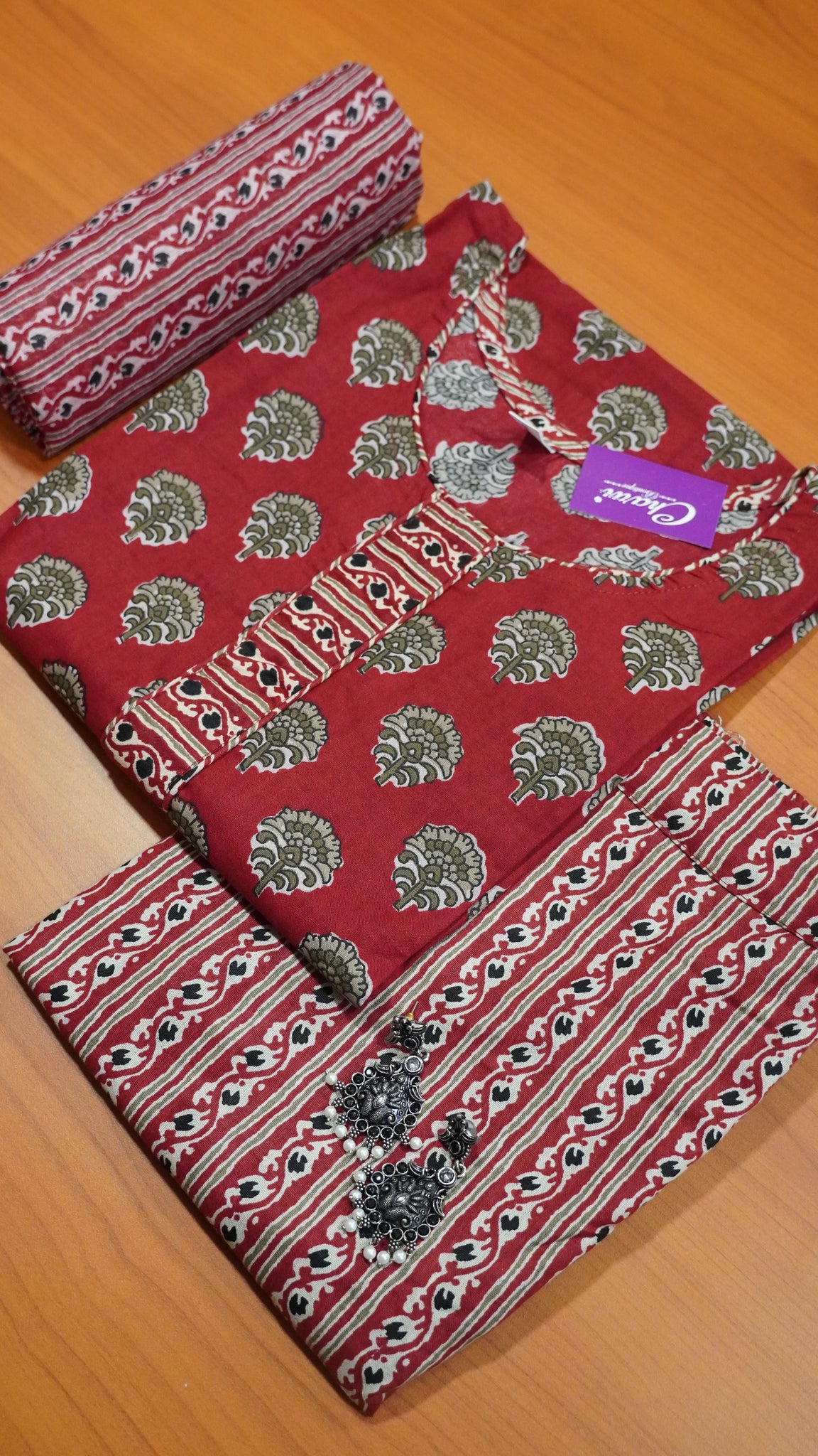 Salwar Suit -Maroon-3 Pcs-L
