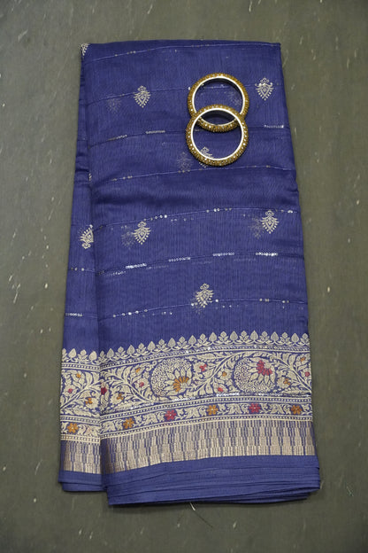 Semi Chanderi Saree - Violet