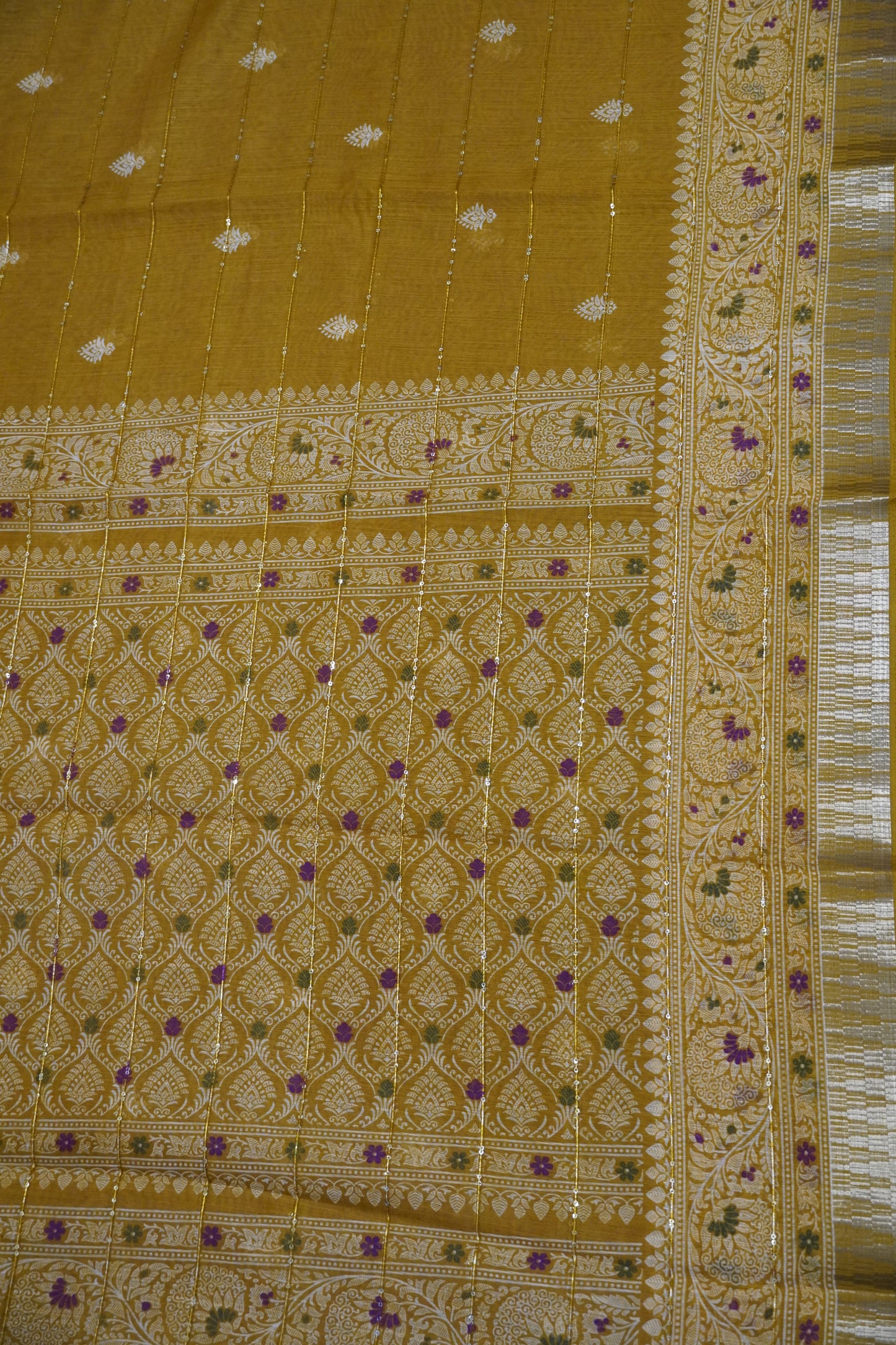 Semi Chanderi Saree - Mustard
