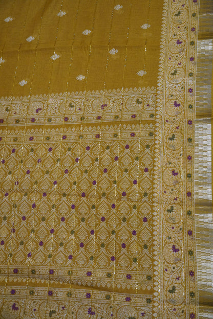 Semi Chanderi Saree - Mustard