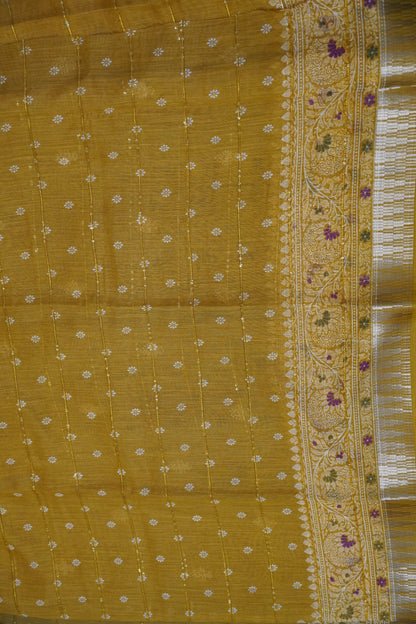Semi Chanderi Saree - Mustard