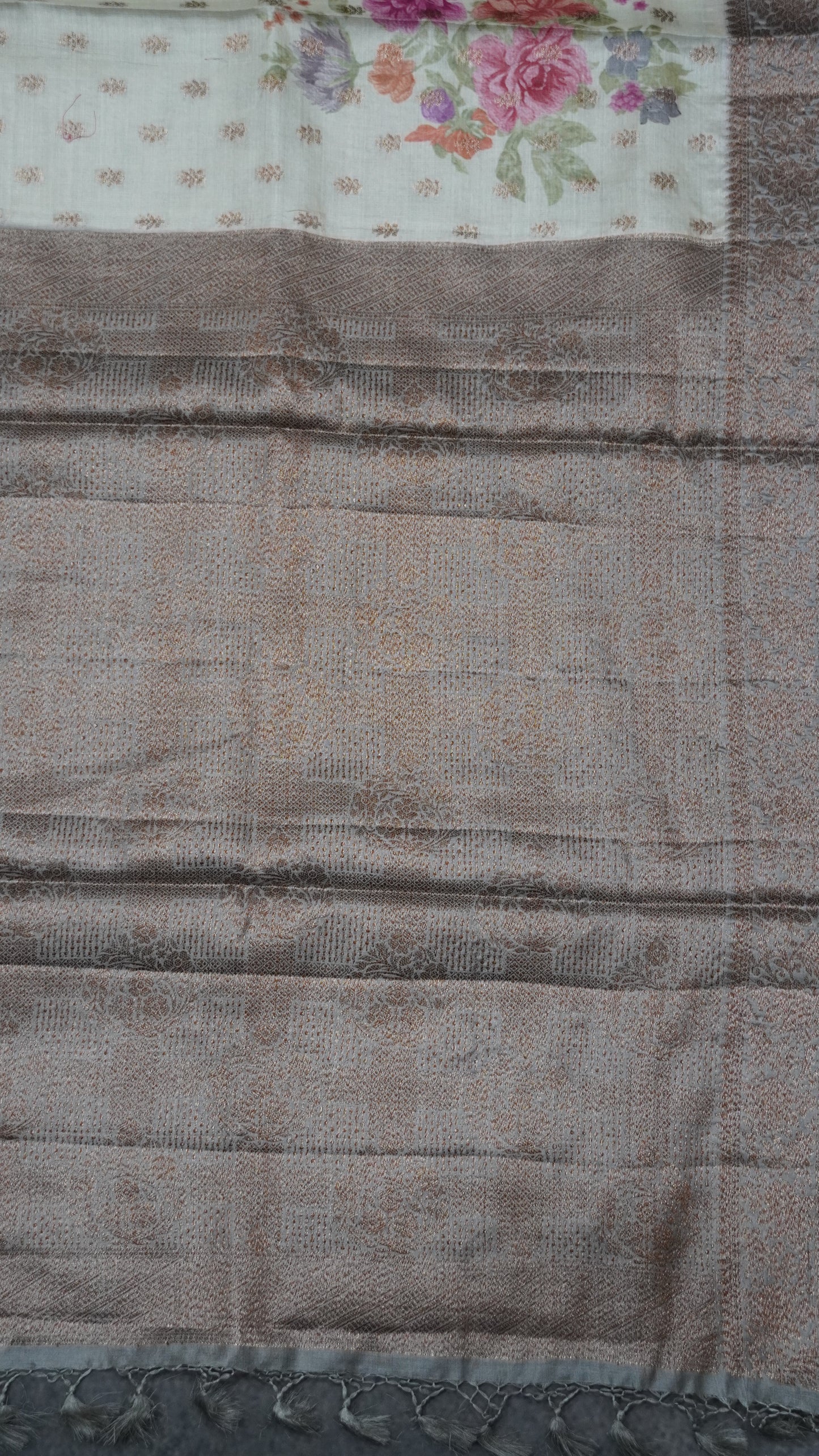 Pure Tussar Saree - Tree Butta-Grey