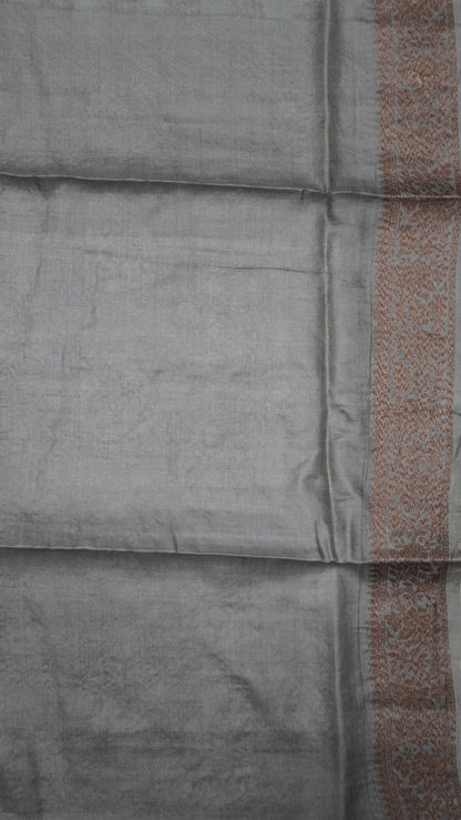 Pure Tussar Saree - Tree Butta-Grey