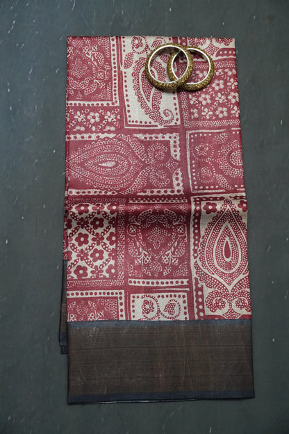 Pure Tussar Silk - Maroon
