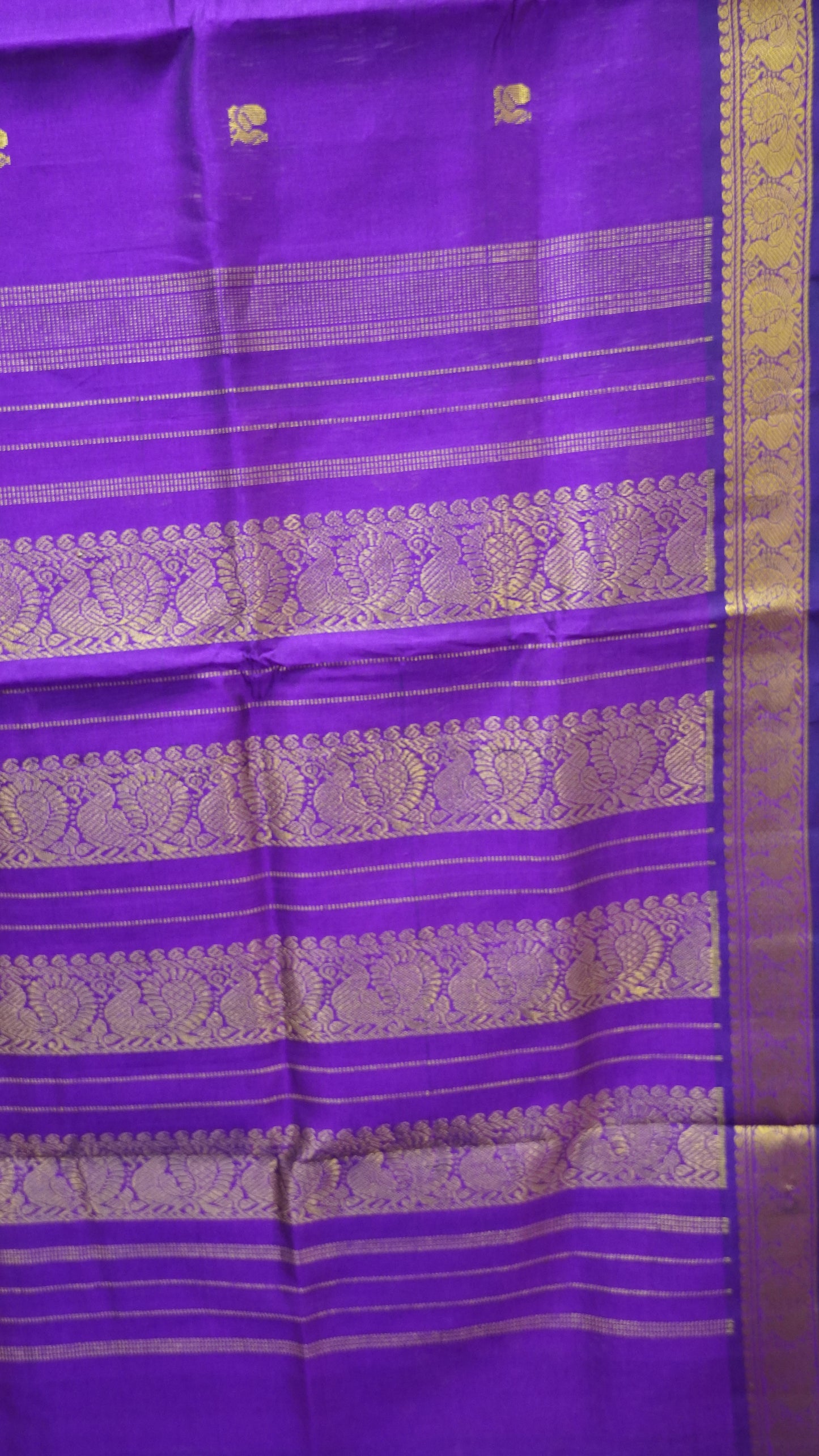 Pure Silk Cotton Saree-Purple Peacock Buta