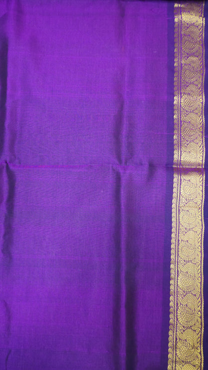 Pure Silk Cotton Saree-Purple Peacock Buta