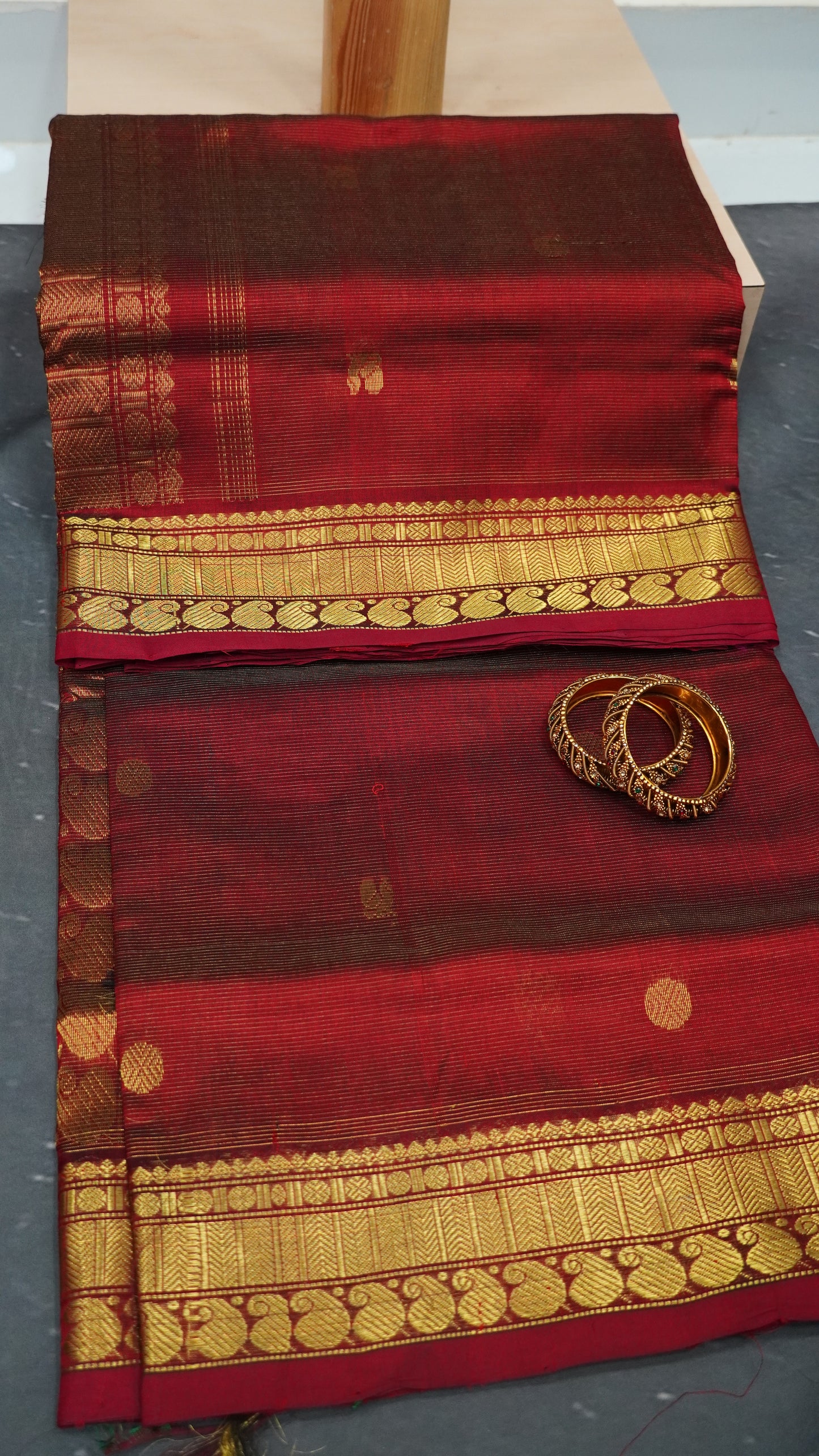 Pure Silk Cotton Saree-Maroon Rudhra Buta Vairaoosi