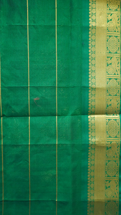 Pure Silk Cotton Saree-Maroon Green Mayil Chakram