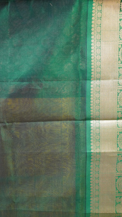 Pure Silk Cotton Saree-Mango Yellow -Green Mayil Chakram