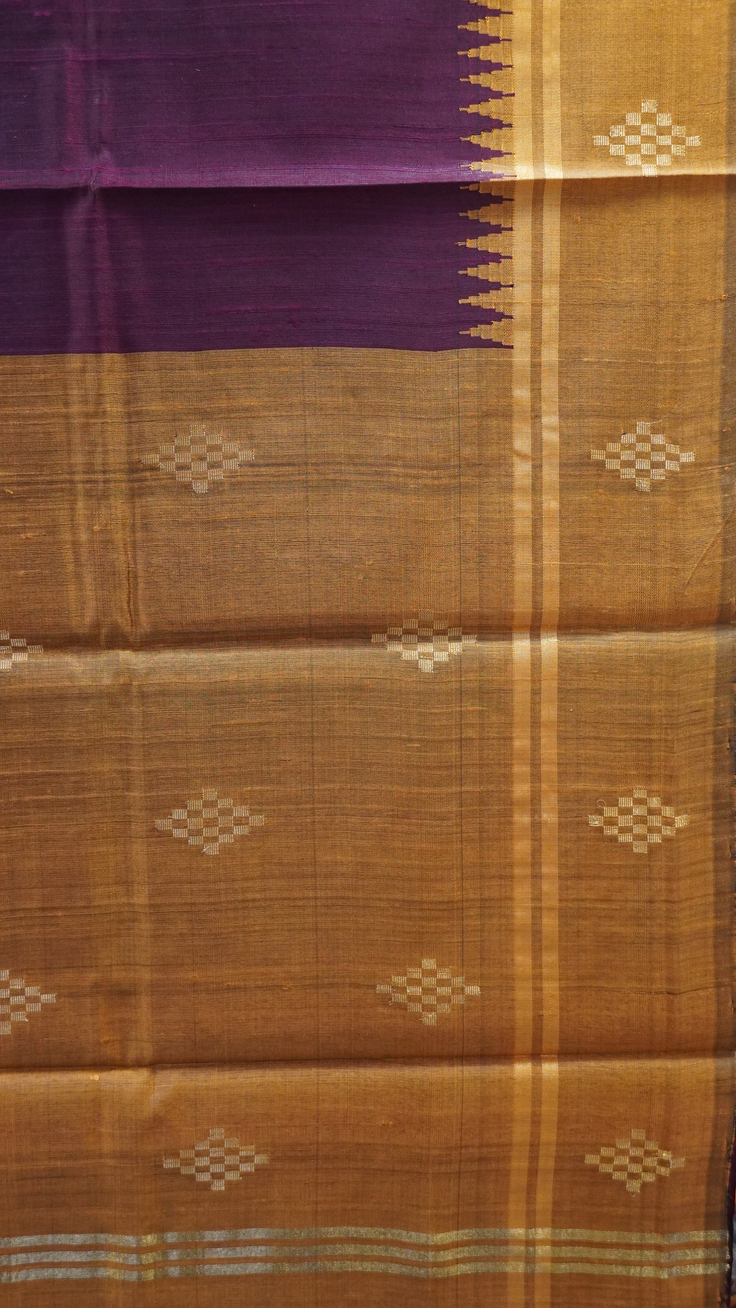 Pure Dupion Silk Saree - Small Tower Border Maroon