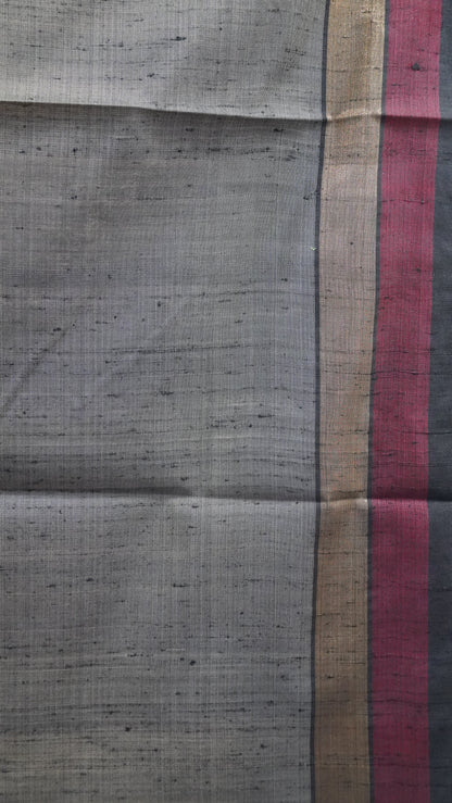 Pure Dupion Silk Saree - Small Tower Border Off-White.