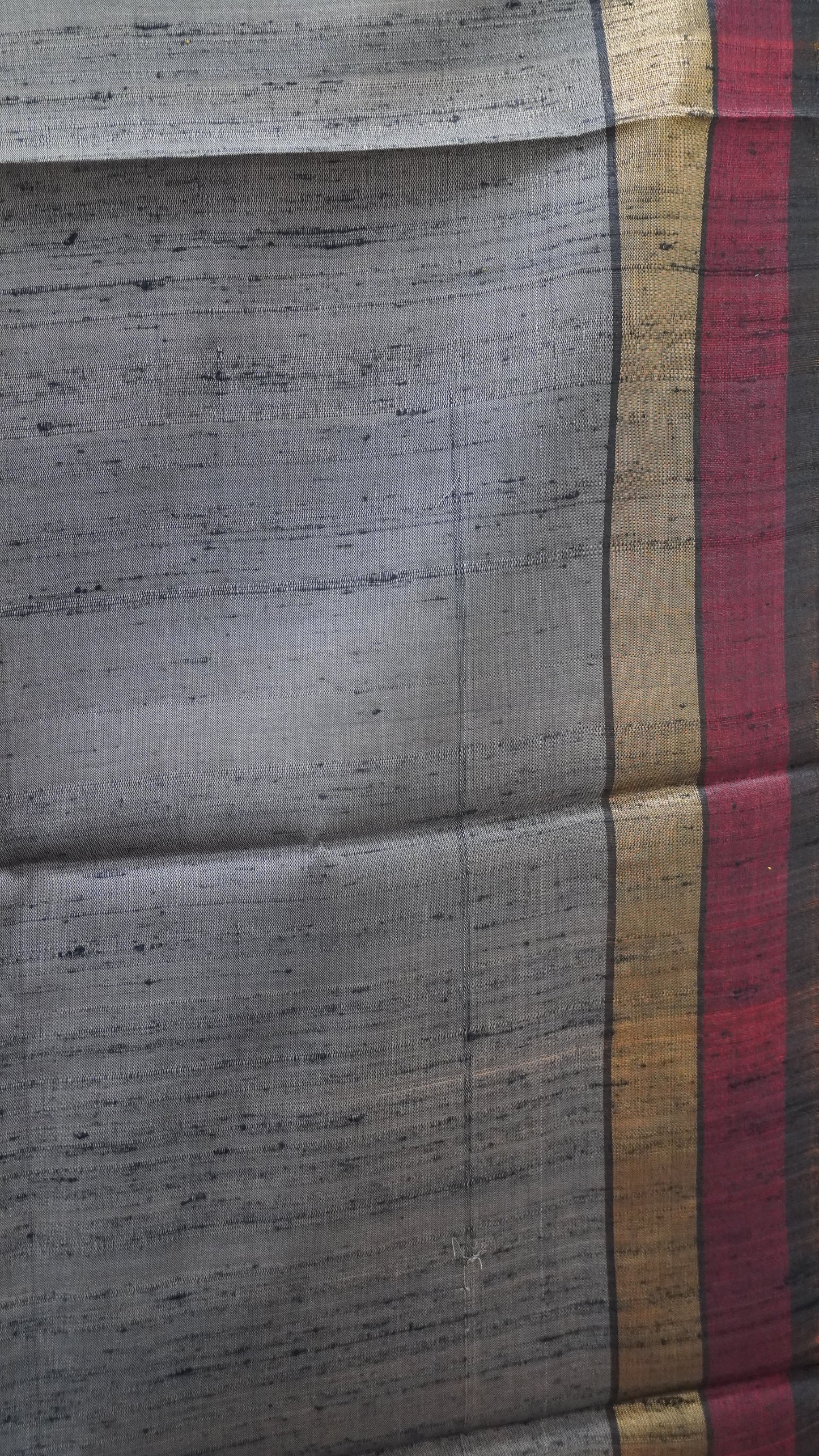 Pure Dupion Silk Saree - Small Tower Border Mango Yellow