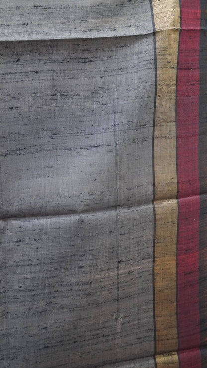 Pure Dupion Silk Saree - Small Tower Border Mango Yellow