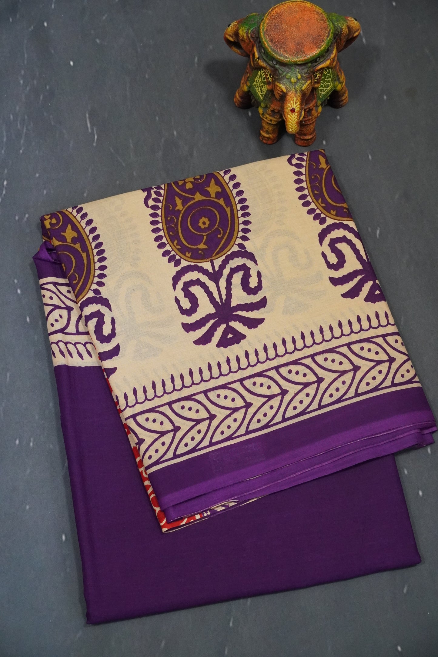 Mul Mul Cotton Saree - Purple