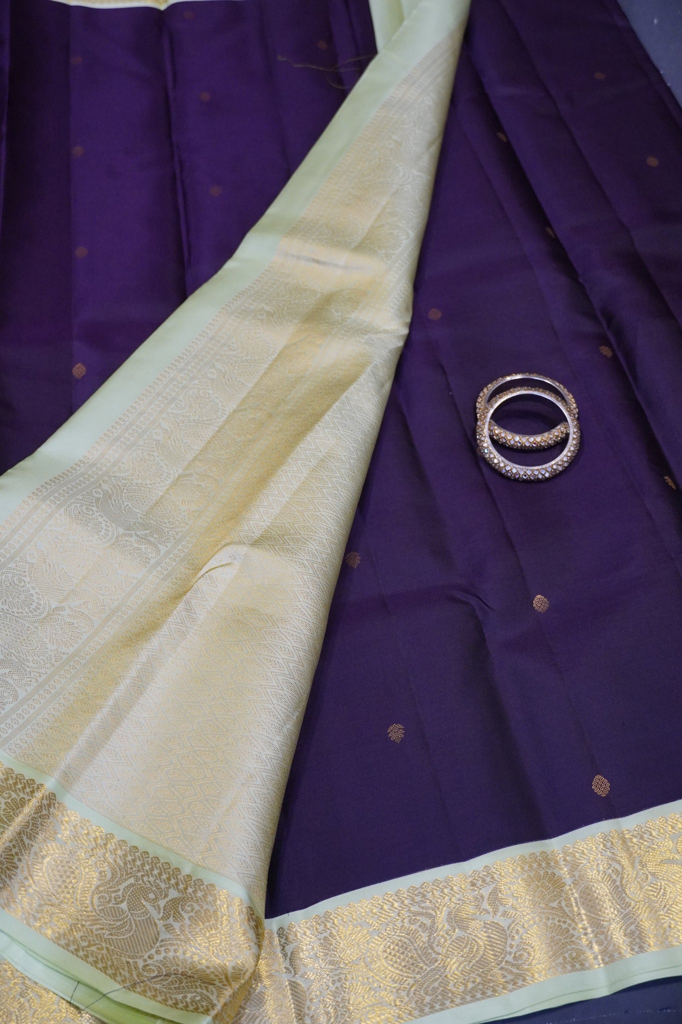 Pure Silk Saree - Wine - Pista Green
