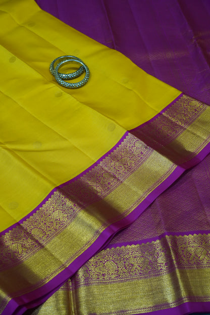 Pure Silk Saree - Yellow - Pink