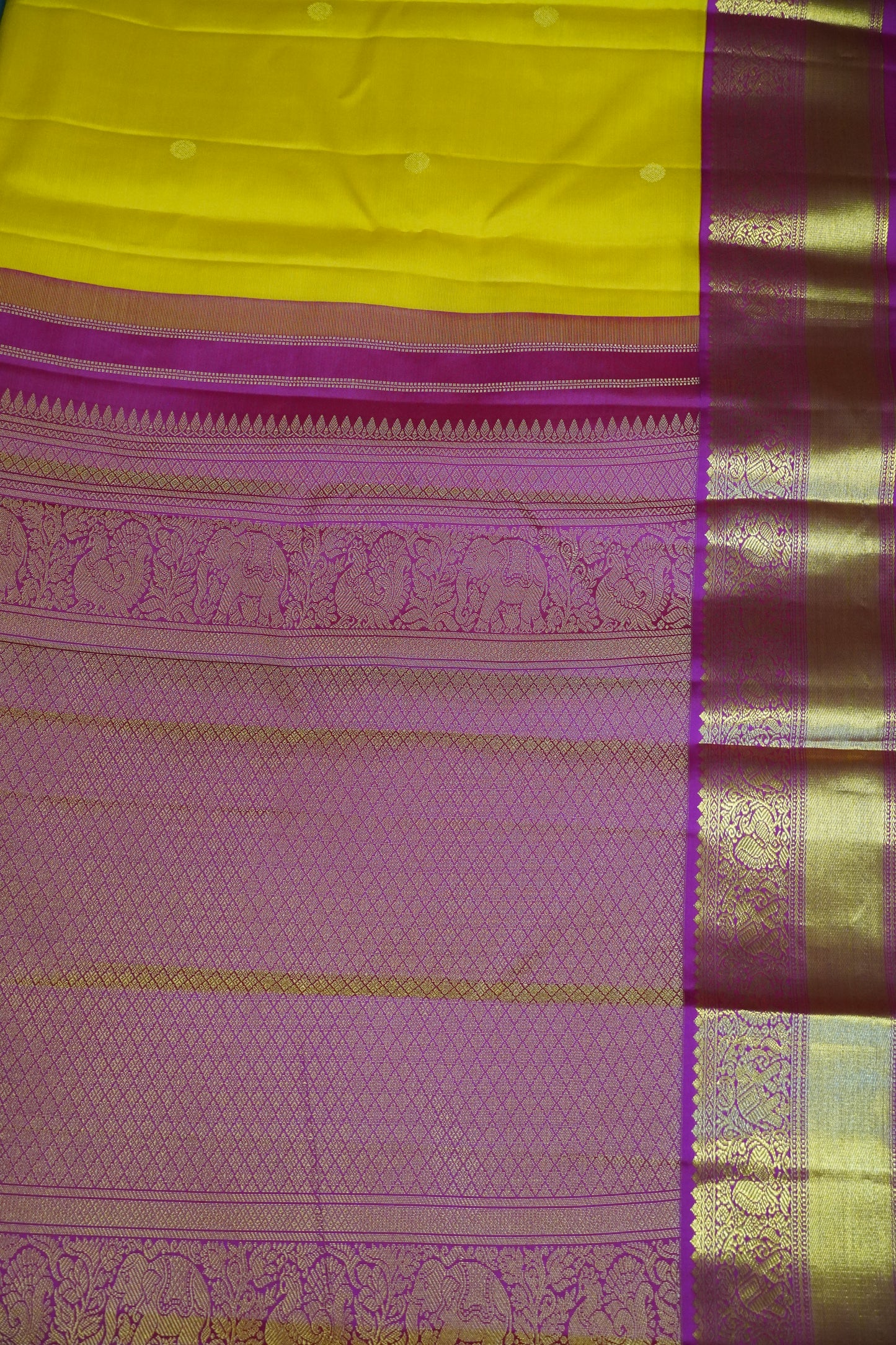 Pure Silk Saree - Yellow - Pink