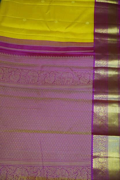 Pure Silk Saree - Yellow - Pink