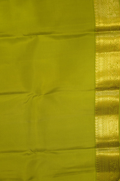 Pure Silk Saree - Peach Pink - Lime