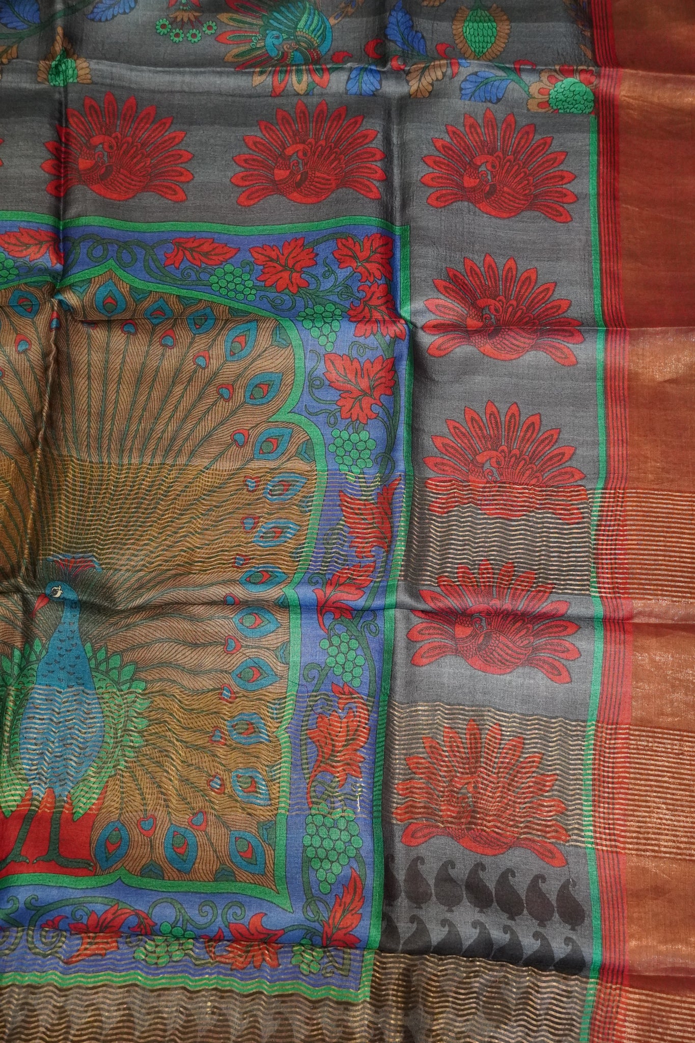 Pure Tussar Silk - Greyish Blue