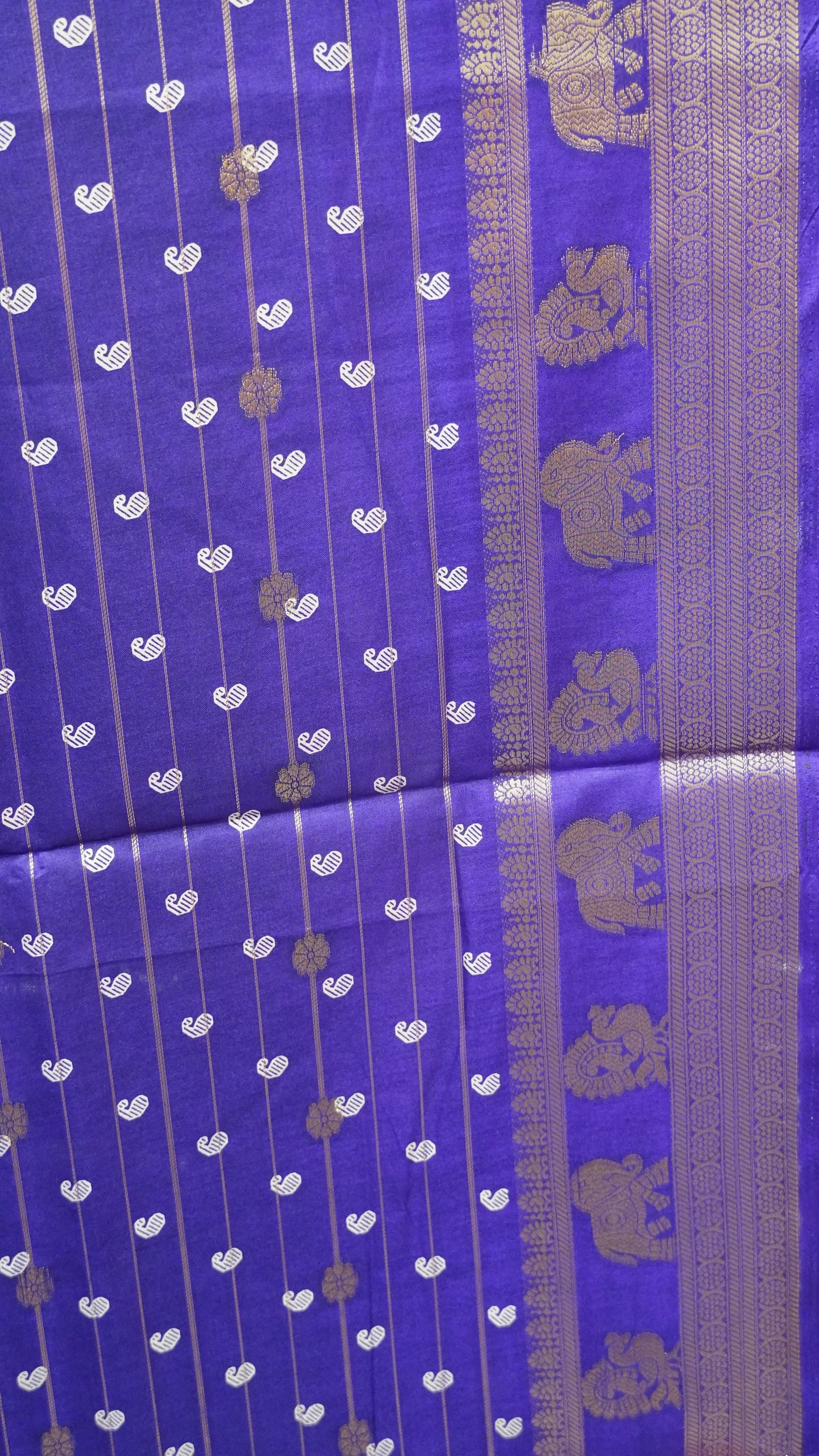 Semi Dola Silk Saree-Zari Lines- Purple