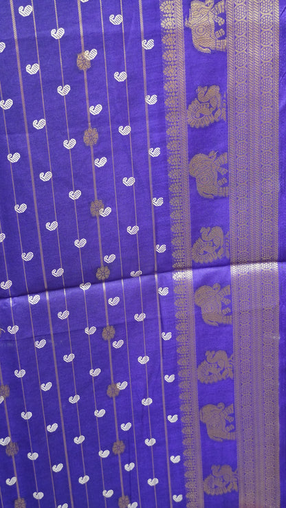 Semi Dola Silk Saree-Zari Lines- Purple
