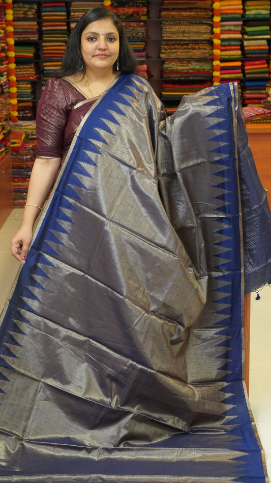 Semi Tissue Silk Saree Blue