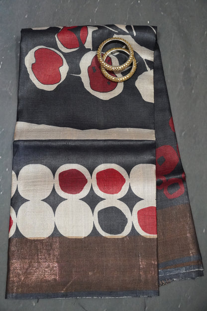 Pure Tussar Silk - Black