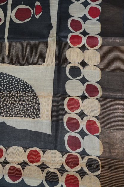 Pure Tussar Silk - Black