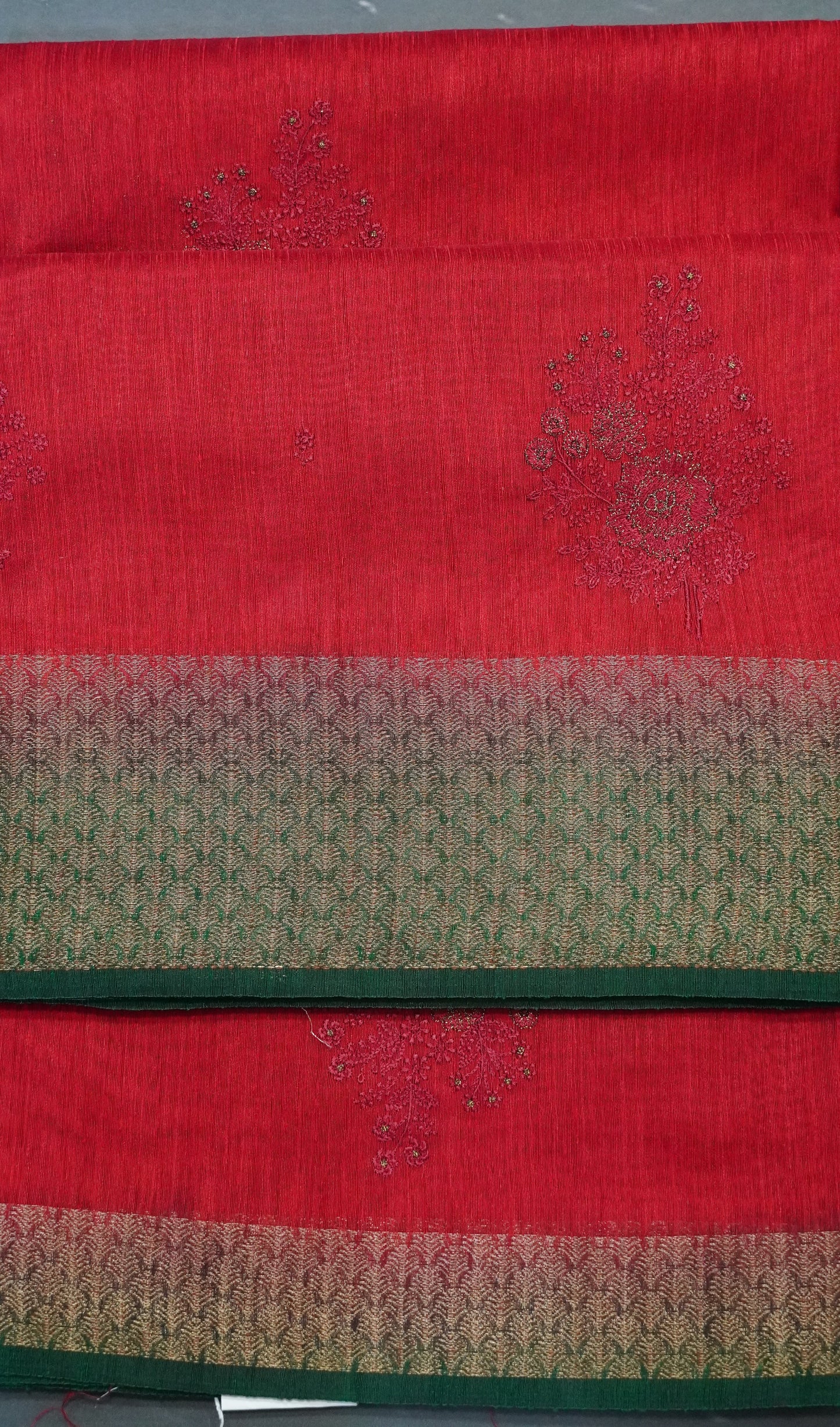 Bamboo Silk Saree-Maroon Tree Zari embryoid Work