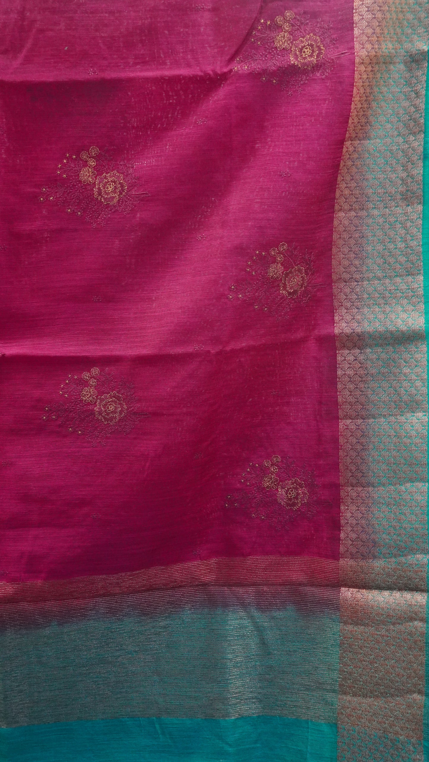Bamboo Silk Saree-Wine Tree Zari embryoid Work