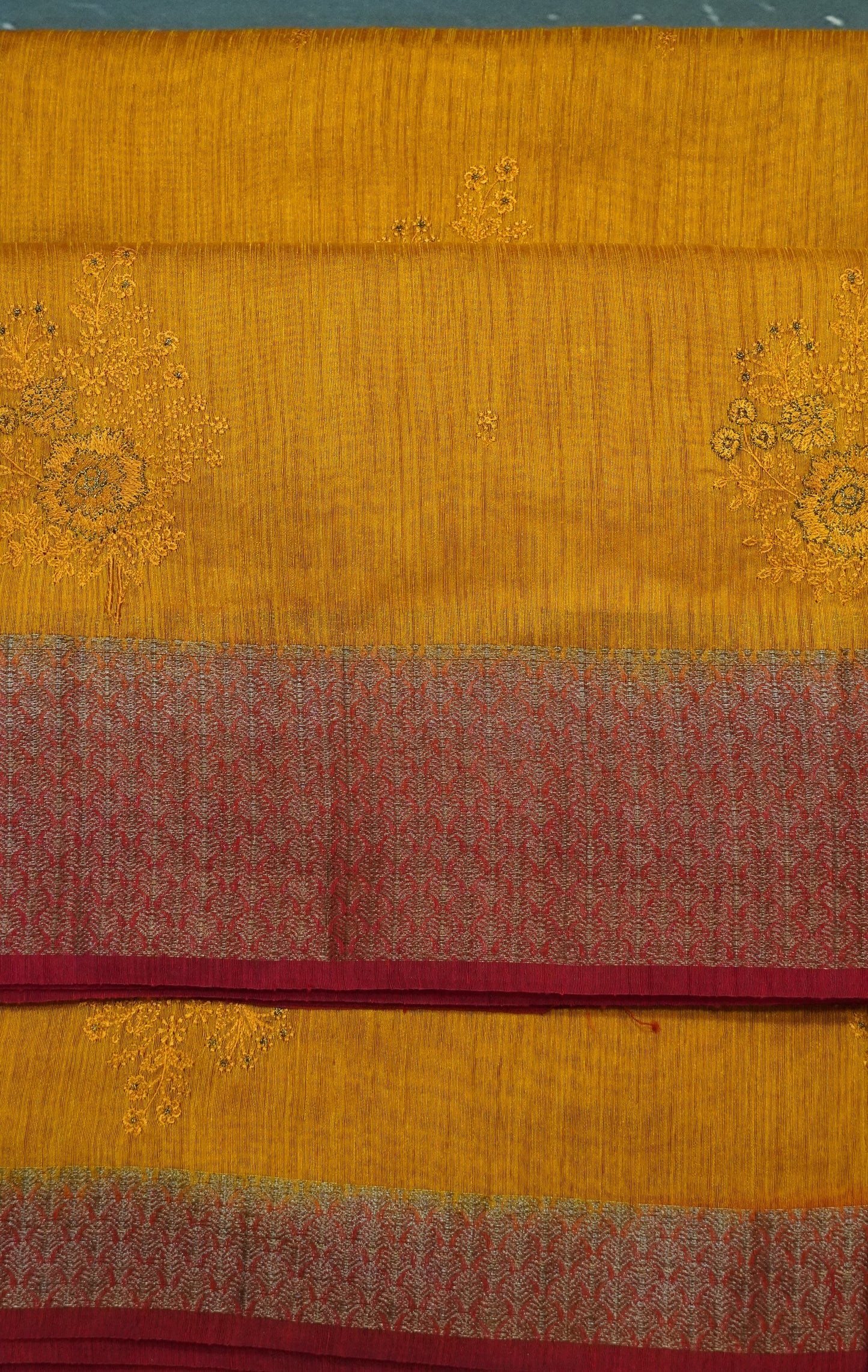 Bamboo Silk Saree-Mustard Tree Zari embryoid Work