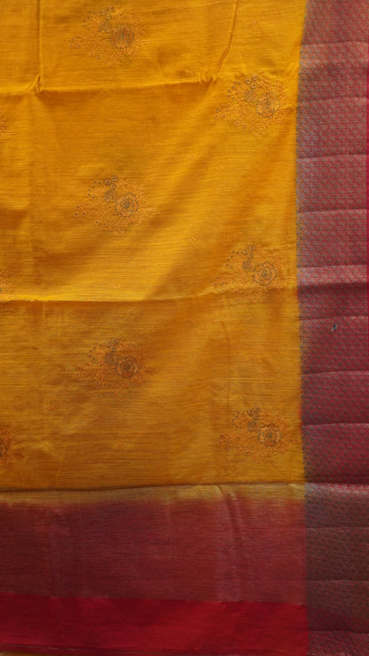 Bamboo Silk Saree-Mustard Tree Zari embryoid Work