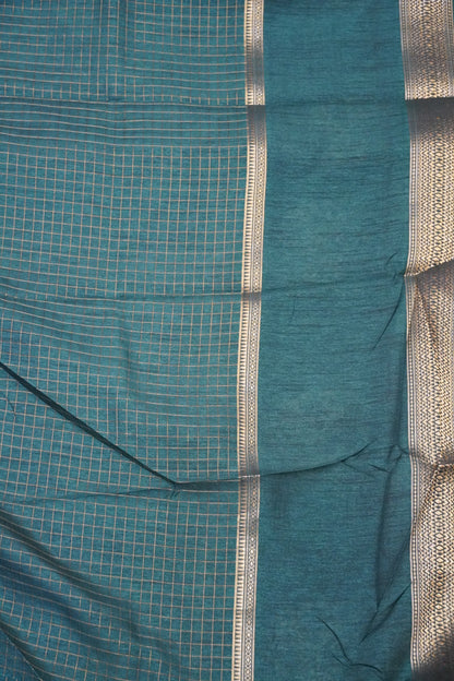 Semi Chiffon Saree - Elephant Bottle Green