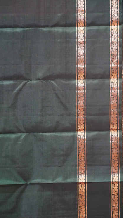 Pure Soft Silk Saree Rettapet Border Pink to Green