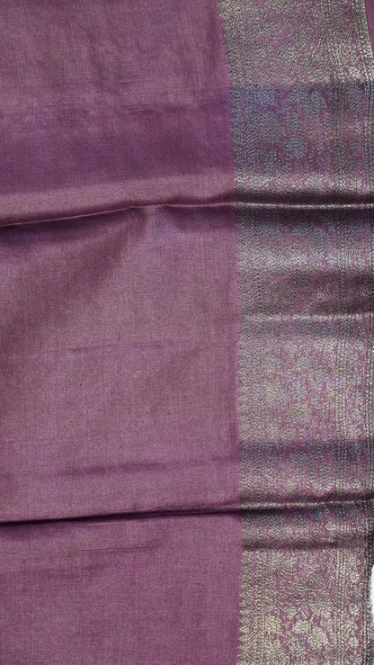 Pure Tussar Saree - Floral Zari-Green