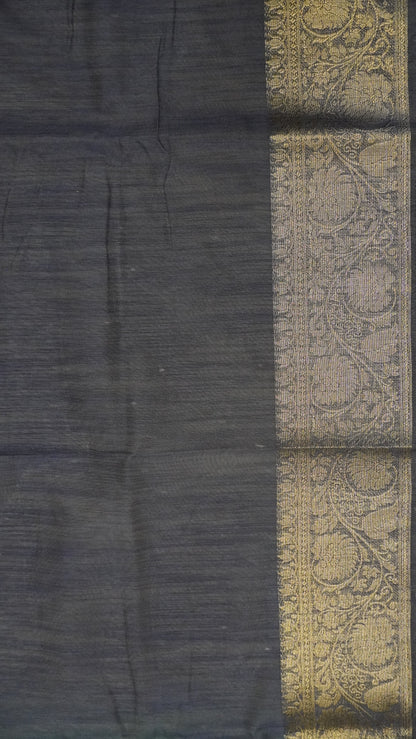 Bamboo Silk Saree-Aplique Work -Peacock Blue