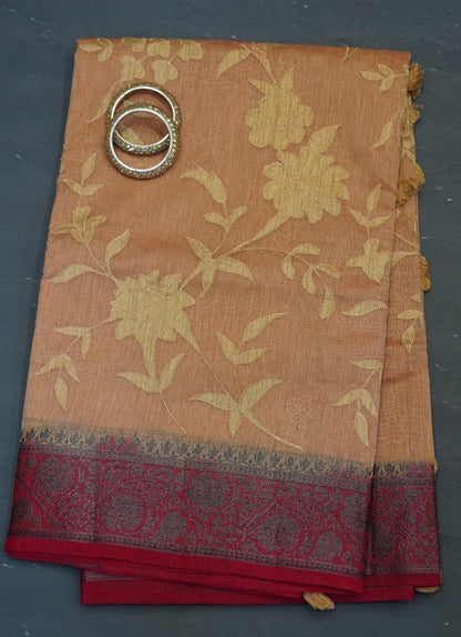 Bamboo Silk Saree-Aplique Work-Sandal