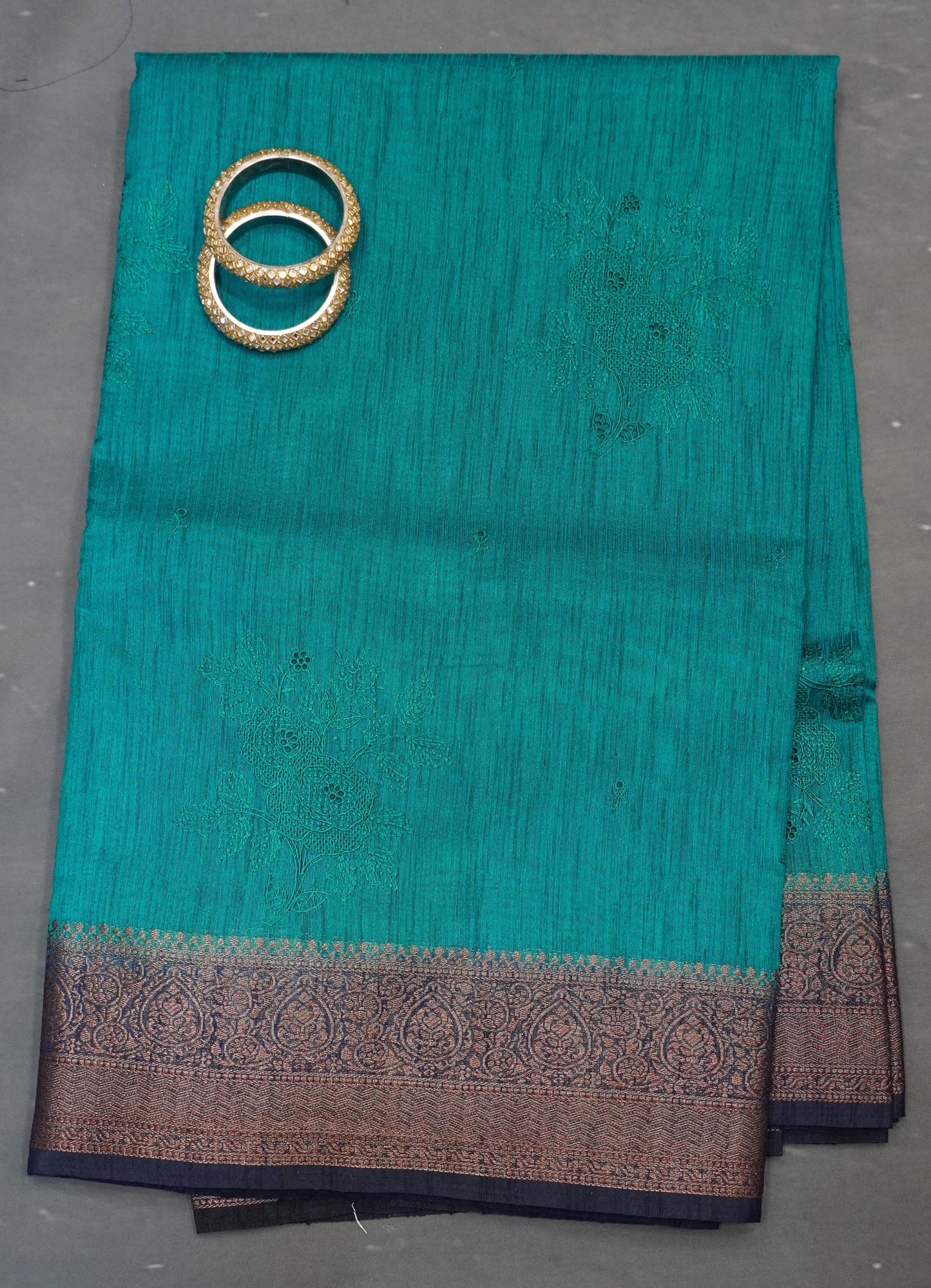 Bamboo Silk Saree-Ramar Blue With Blue