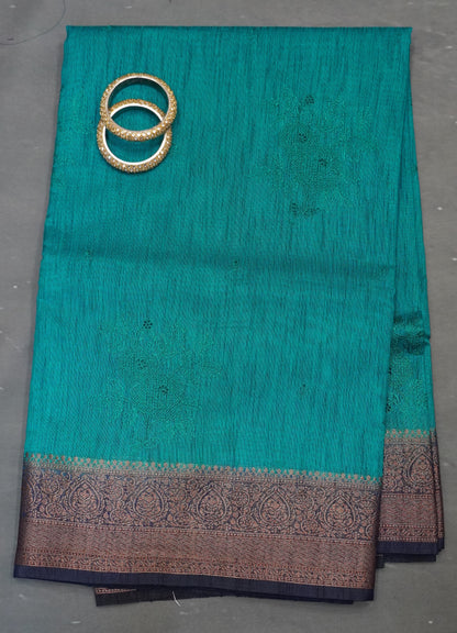 Bamboo Silk Saree-Ramar Blue With Blue