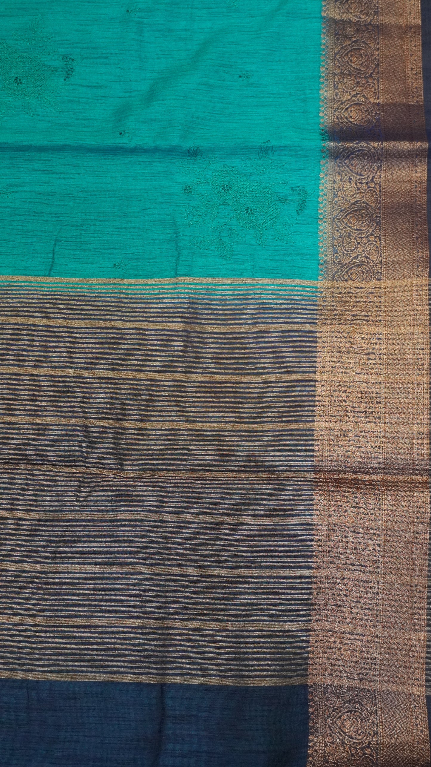Bamboo Silk Saree-Ramar Blue With Blue