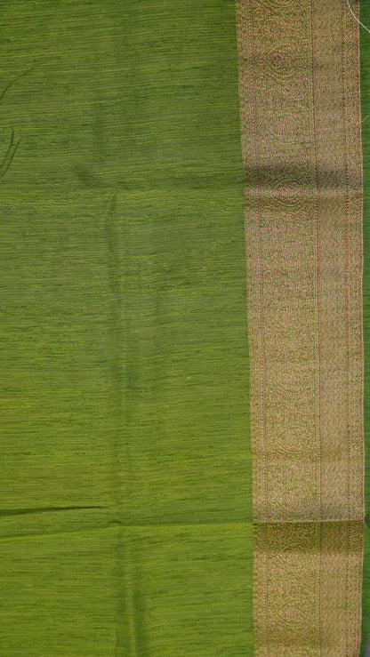 Bamboo Silk Saree-Wine With Green